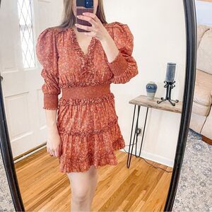 House of Harlow X Nicole Richie Smocked Tiered Mini Dress S